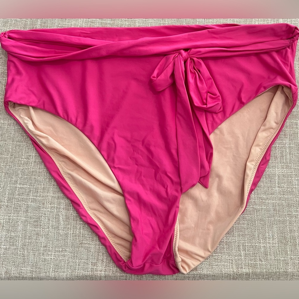 NWT J. Crew belted Bikini Bottoms in Fuchsia Bloom Pink